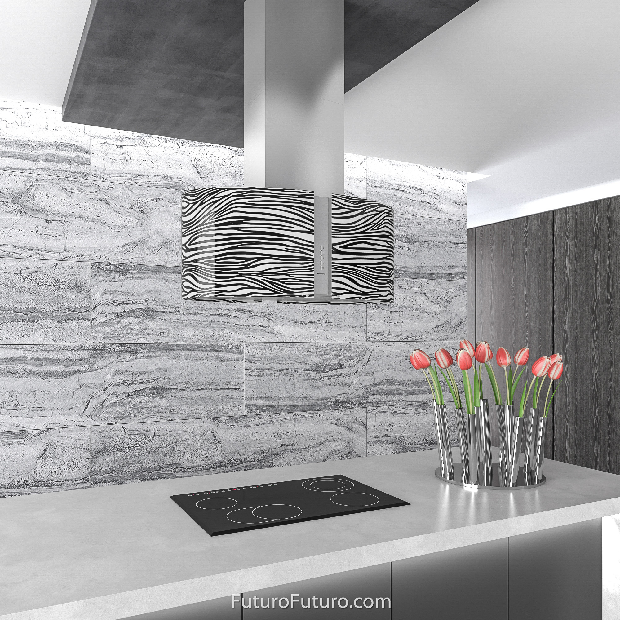 34″ Murano Zebra LED Island Range Hood IS34MURZEBRALED
