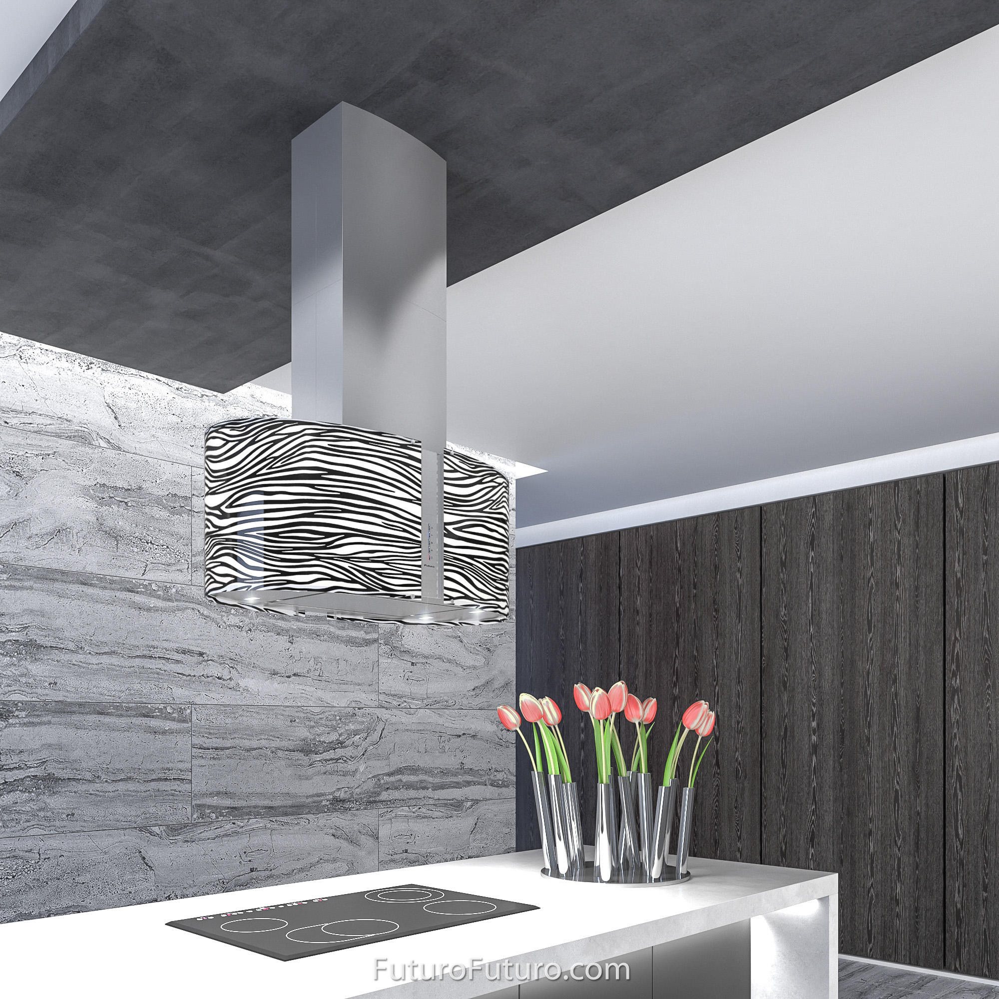 34″ Murano Zebra LED Island Range Hood IS34MURZEBRALED