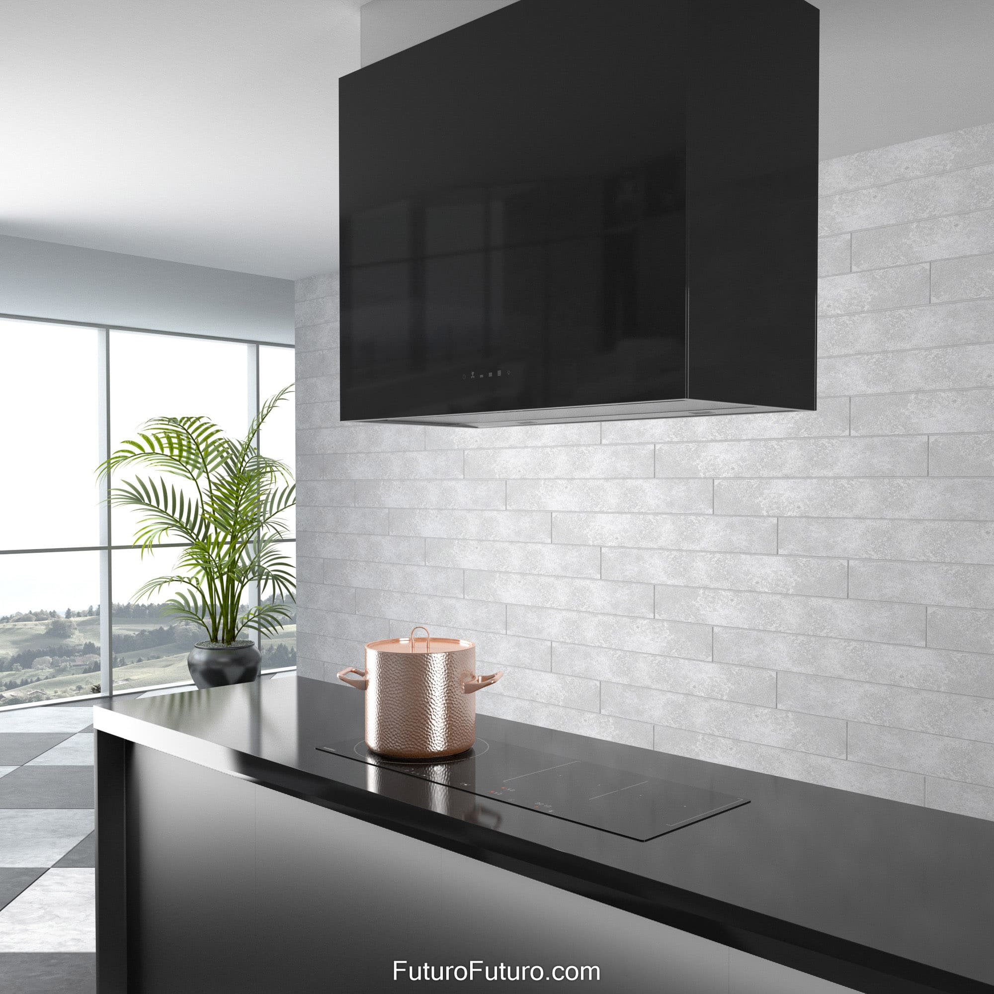 36″ Lombardy Black Island Range Hood IS36LOMBARDYBLK