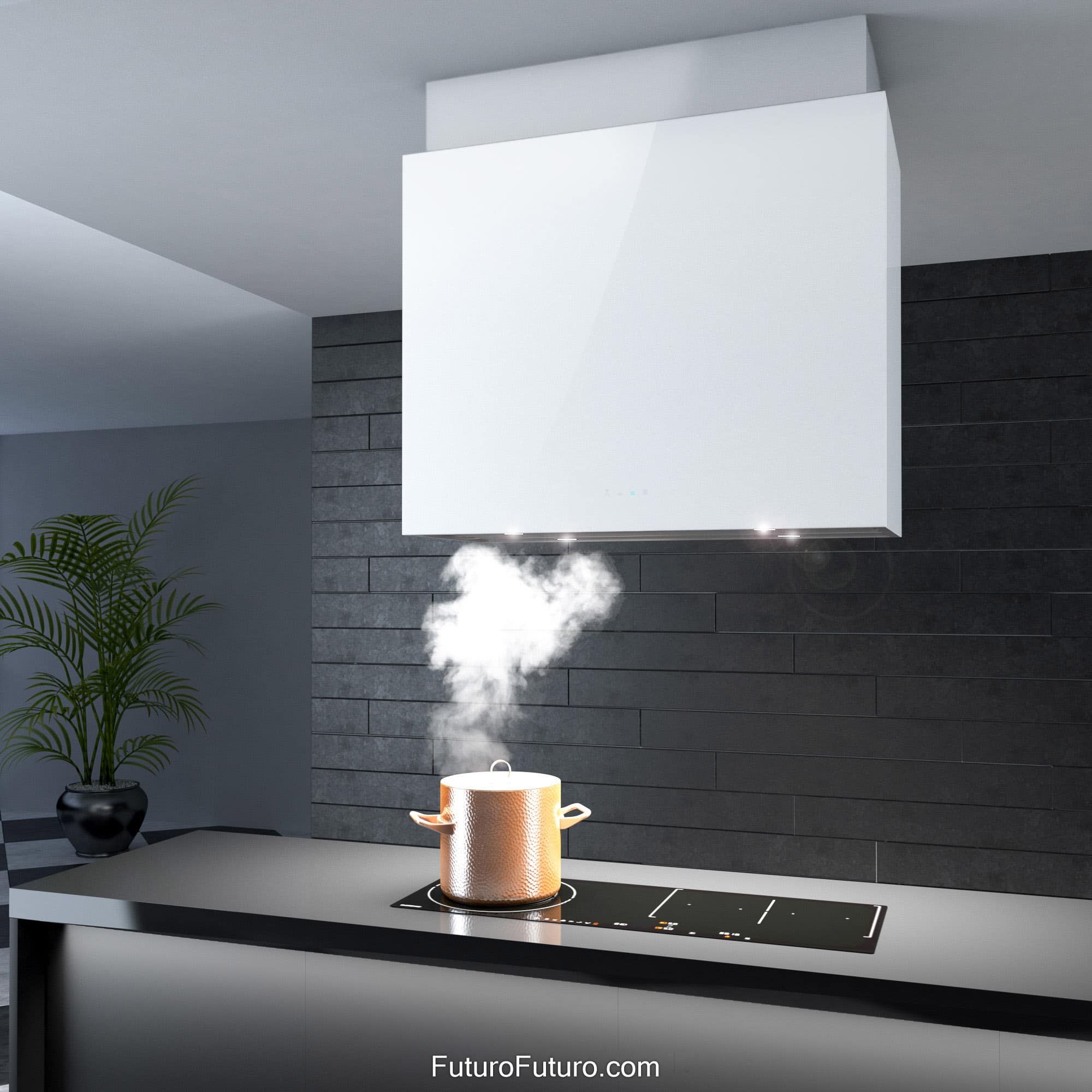 36″ Lombardy White Island Range Hood IS36LOMBARDYWHT