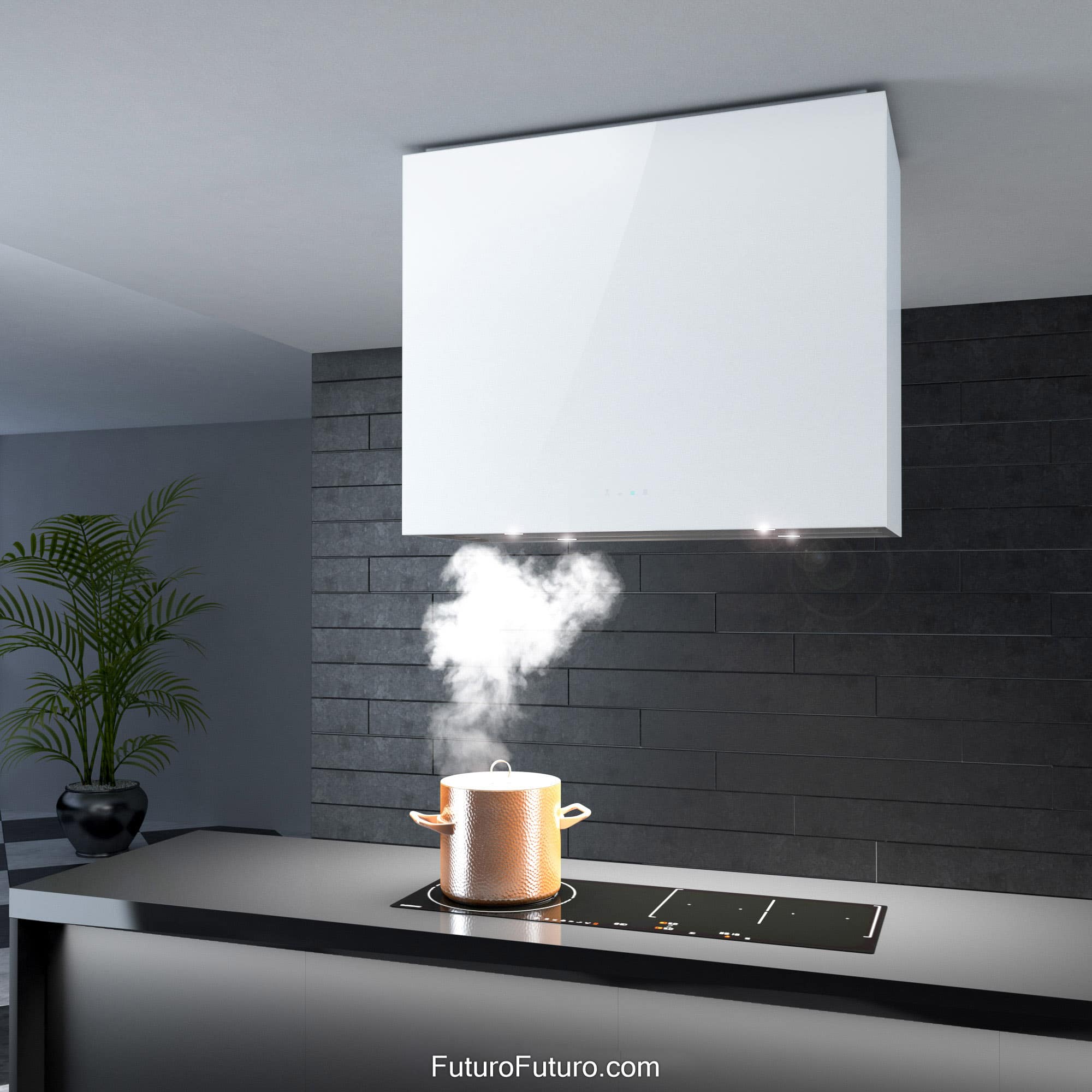 36″ Lombardy White Island Range Hood IS36LOMBARDYWHT
