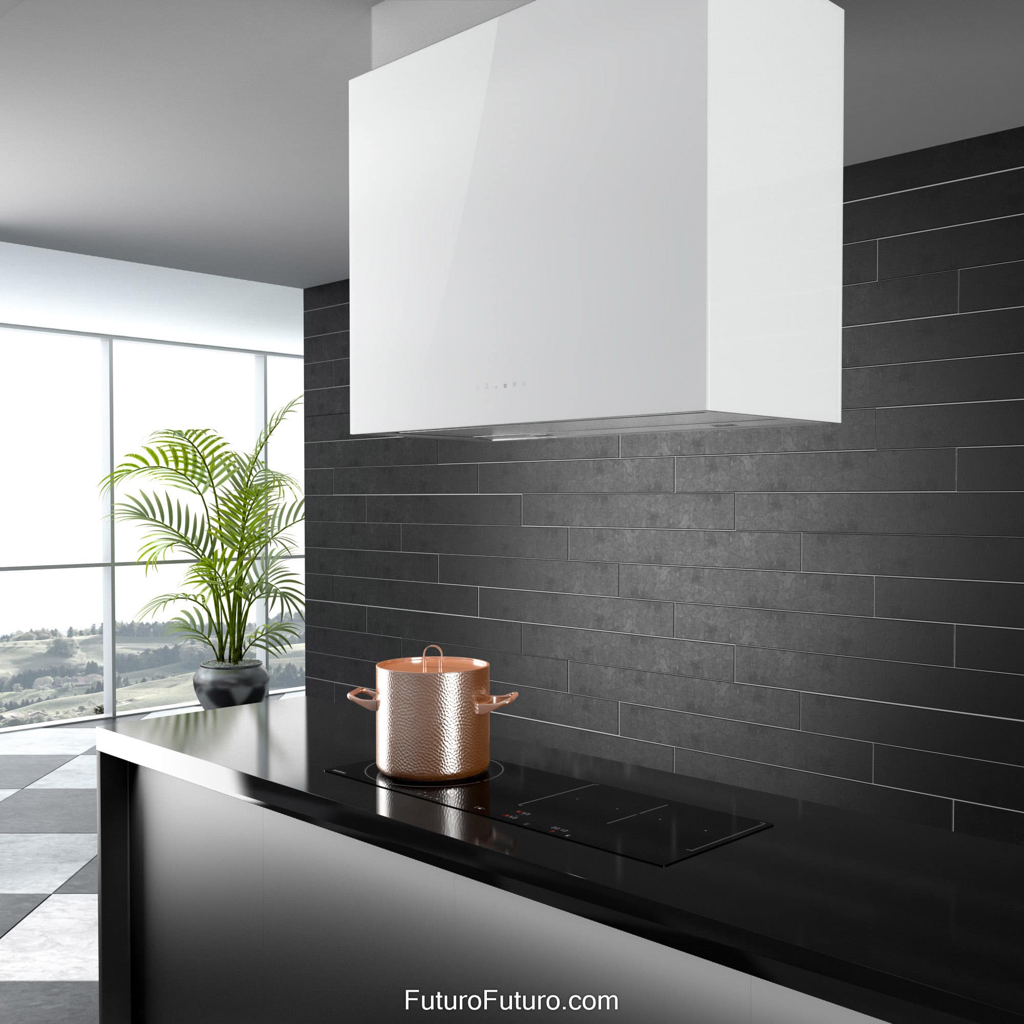 36″ Lombardy White Island Range Hood IS36LOMBARDYWHT