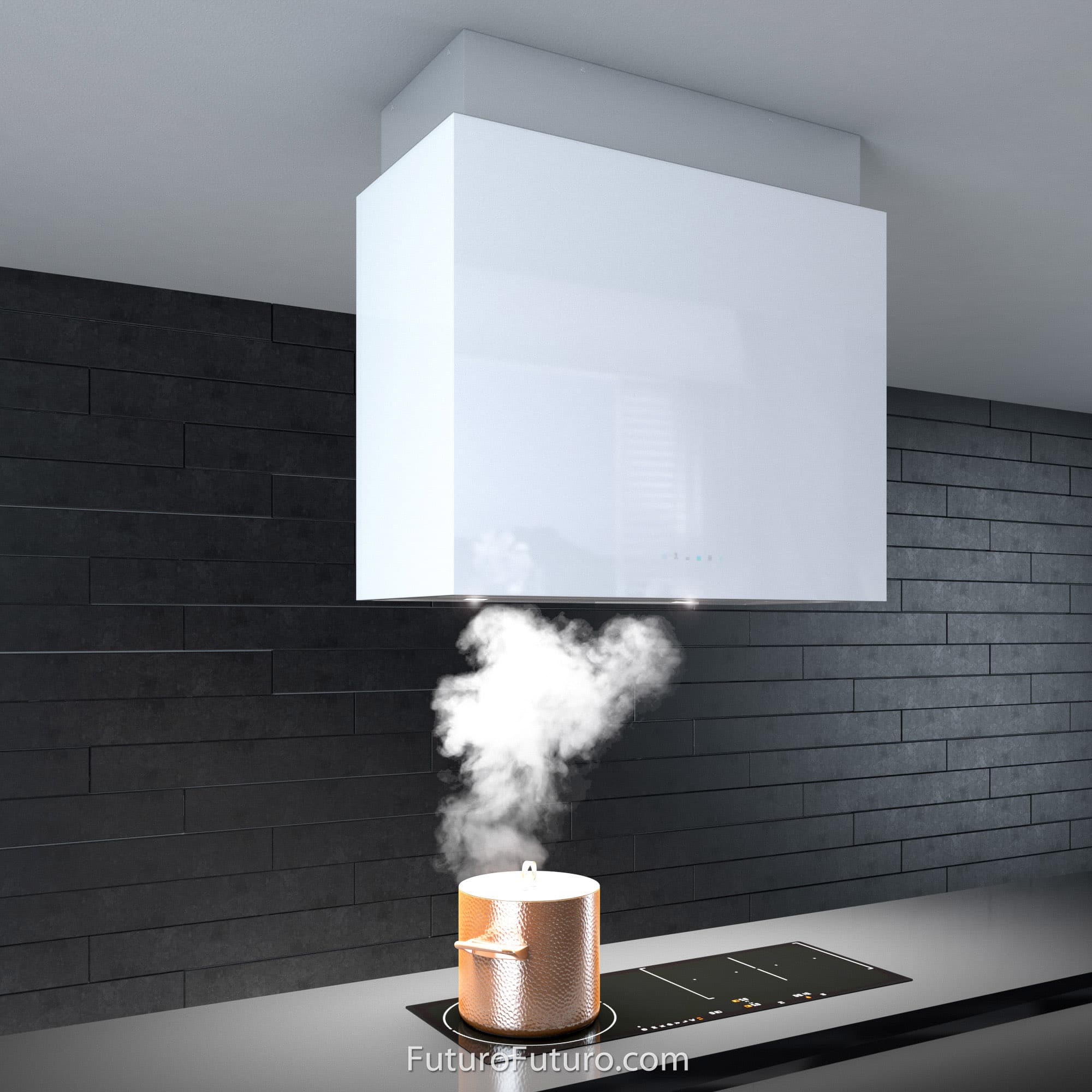 36″ Lombardy White Island Range Hood IS36LOMBARDYWHT