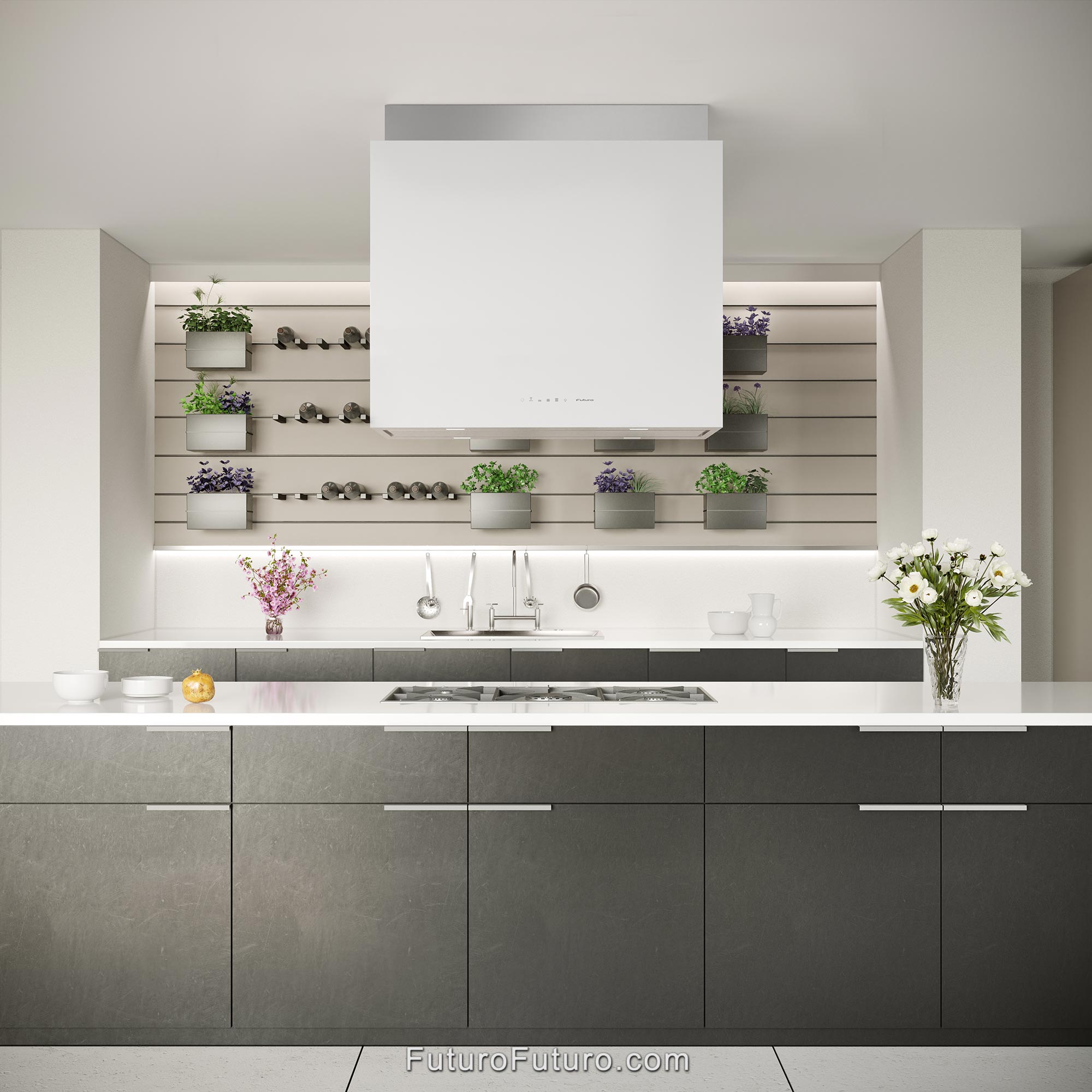 36″ Lombardy White Island Range Hood IS36LOMBARDYWHT