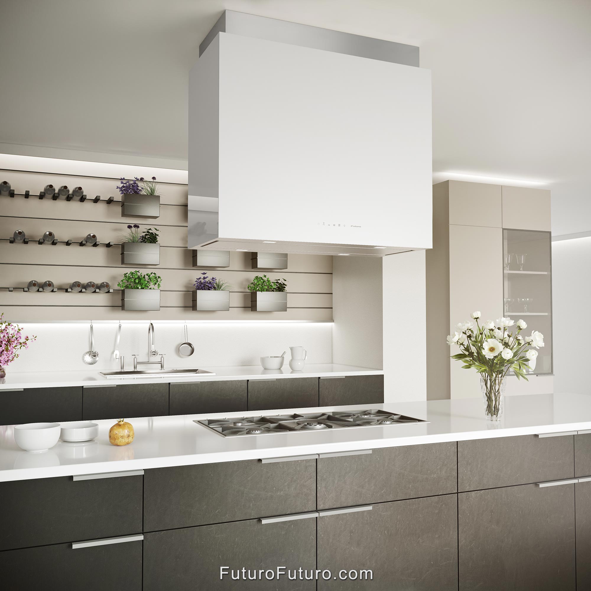 36″ Lombardy White Island Range Hood IS36LOMBARDYWHT