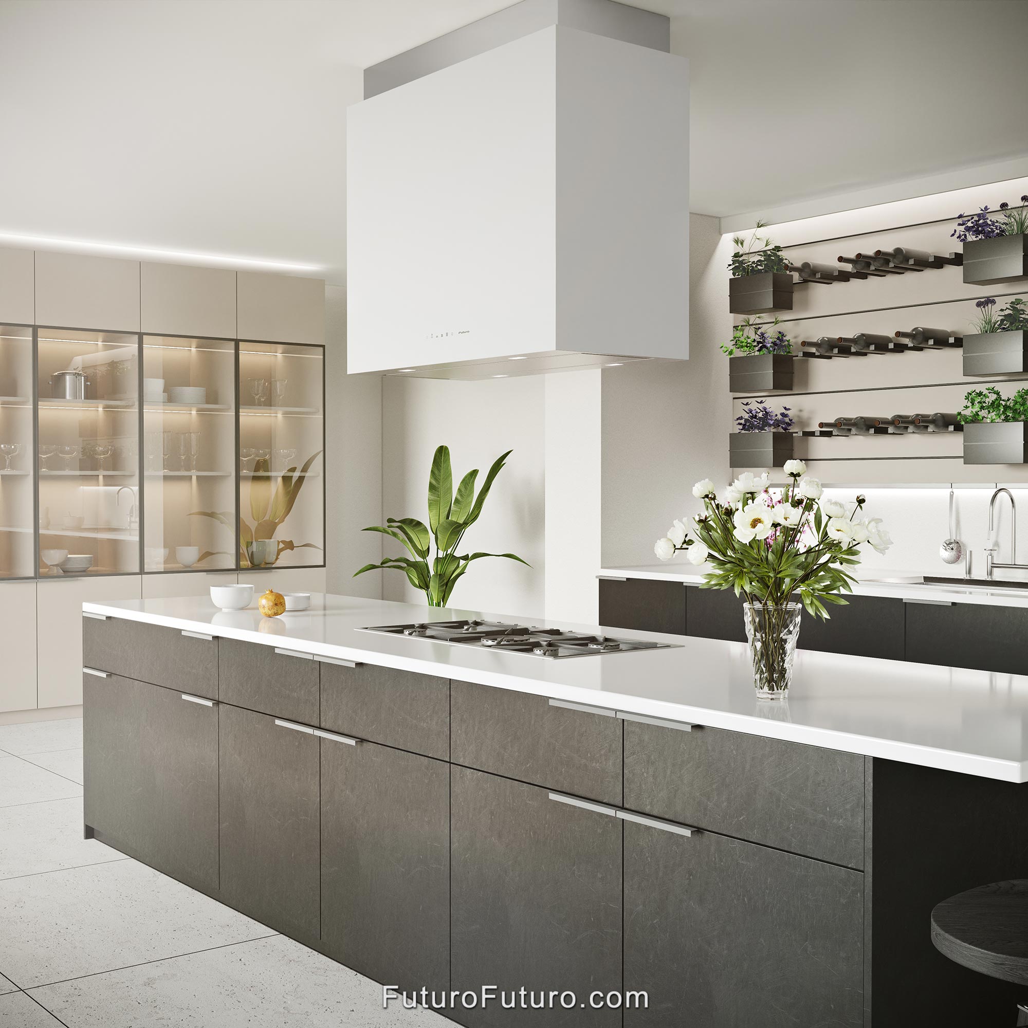 36″ Lombardy White Island Range Hood IS36LOMBARDYWHT