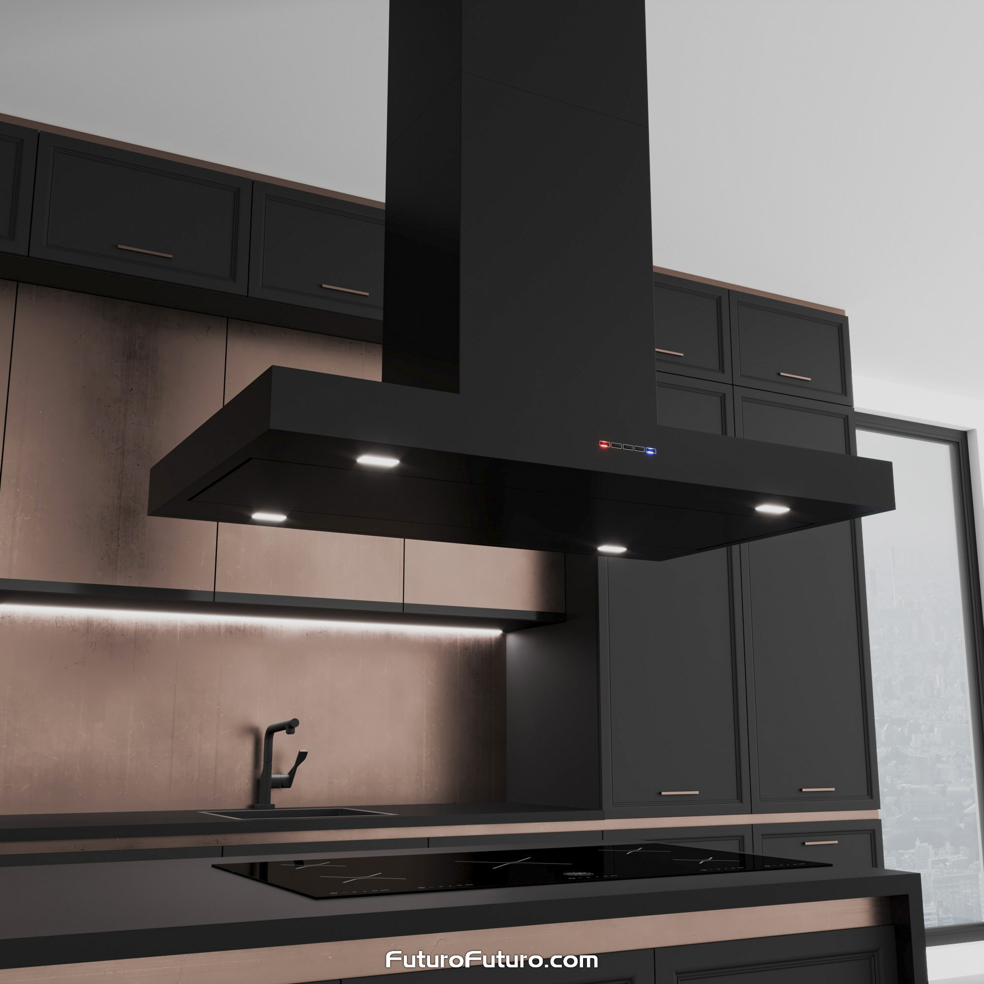 36″ Positano Black Island Range Hood IS36POSITANOBLK