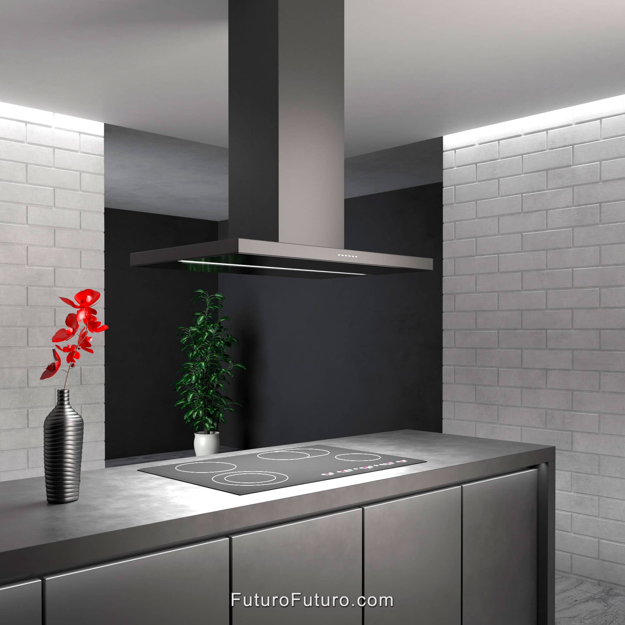 36″ Viale Black Island Range Hood IS36VIALEBLK