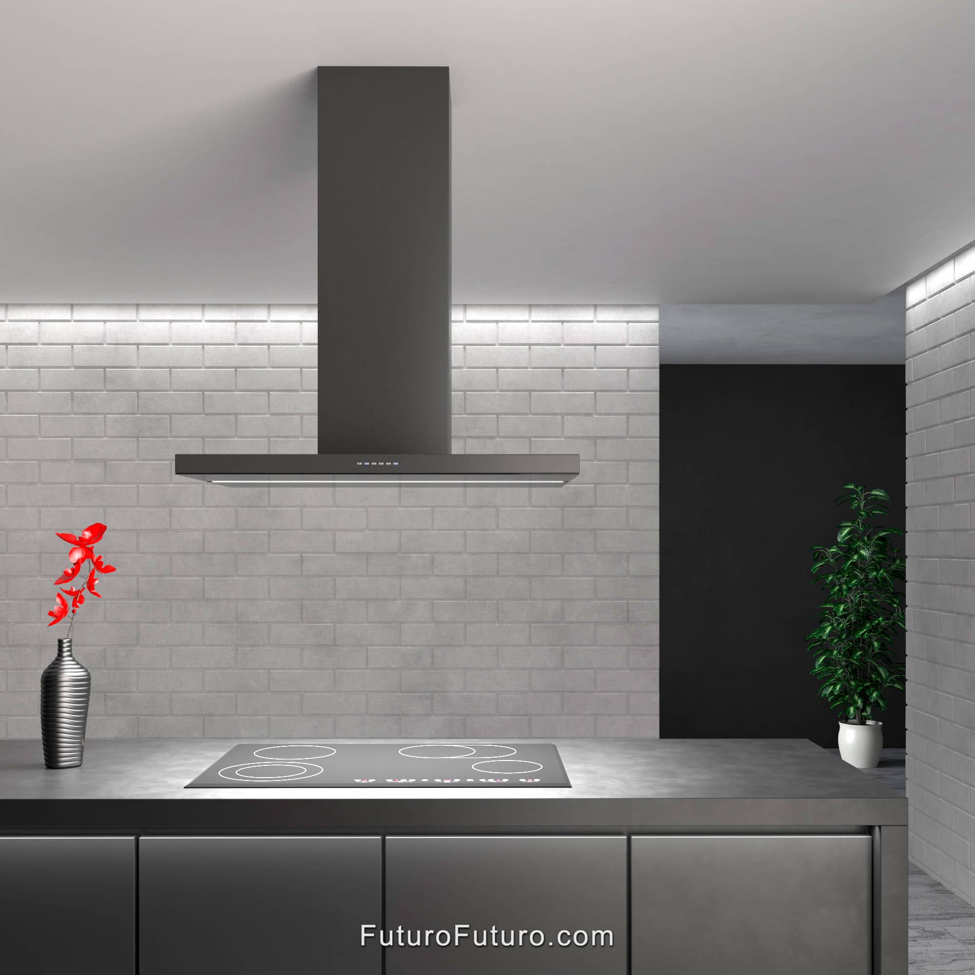 36″ Viale Black Island Range Hood IS36VIALEBLK