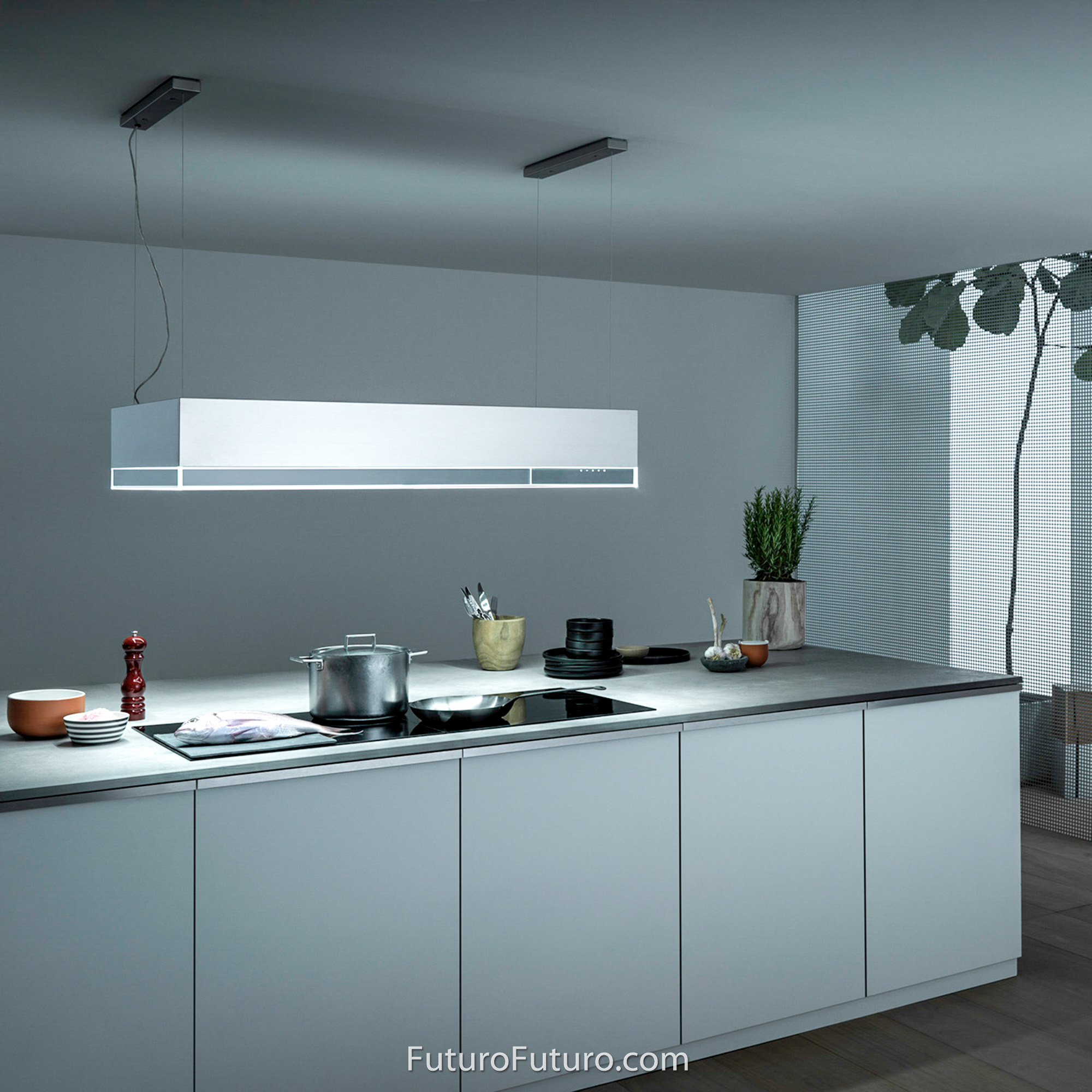 48″ Perimeter White Island Range Hood IS48PERIMETERWHT