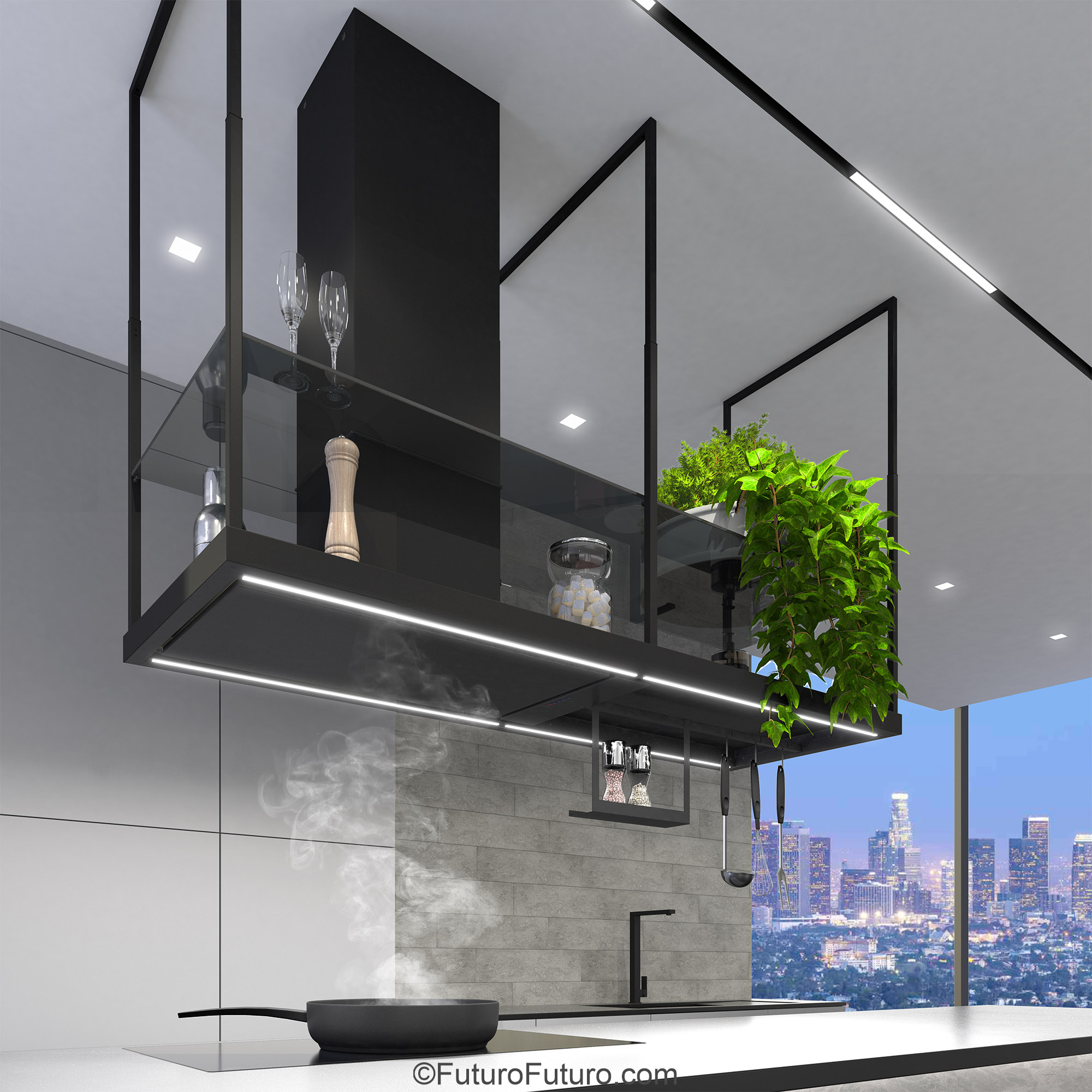 69″ Cage Black Island Range Hood IS69CAGEBLK