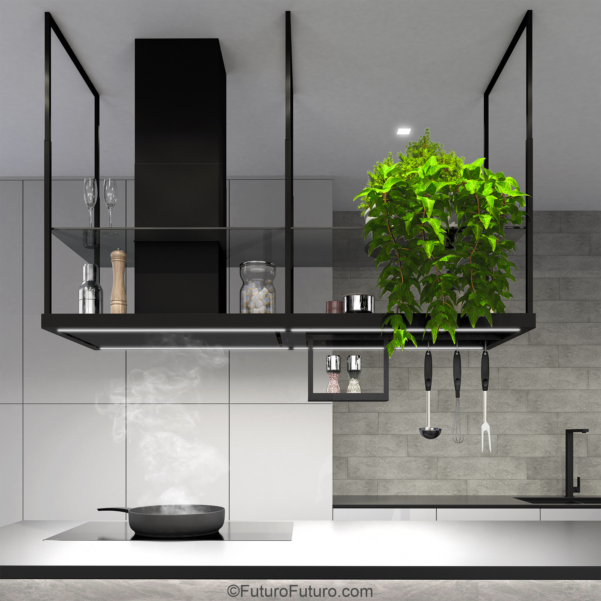 69″ Cage Black Island Range Hood IS69CAGEBLK