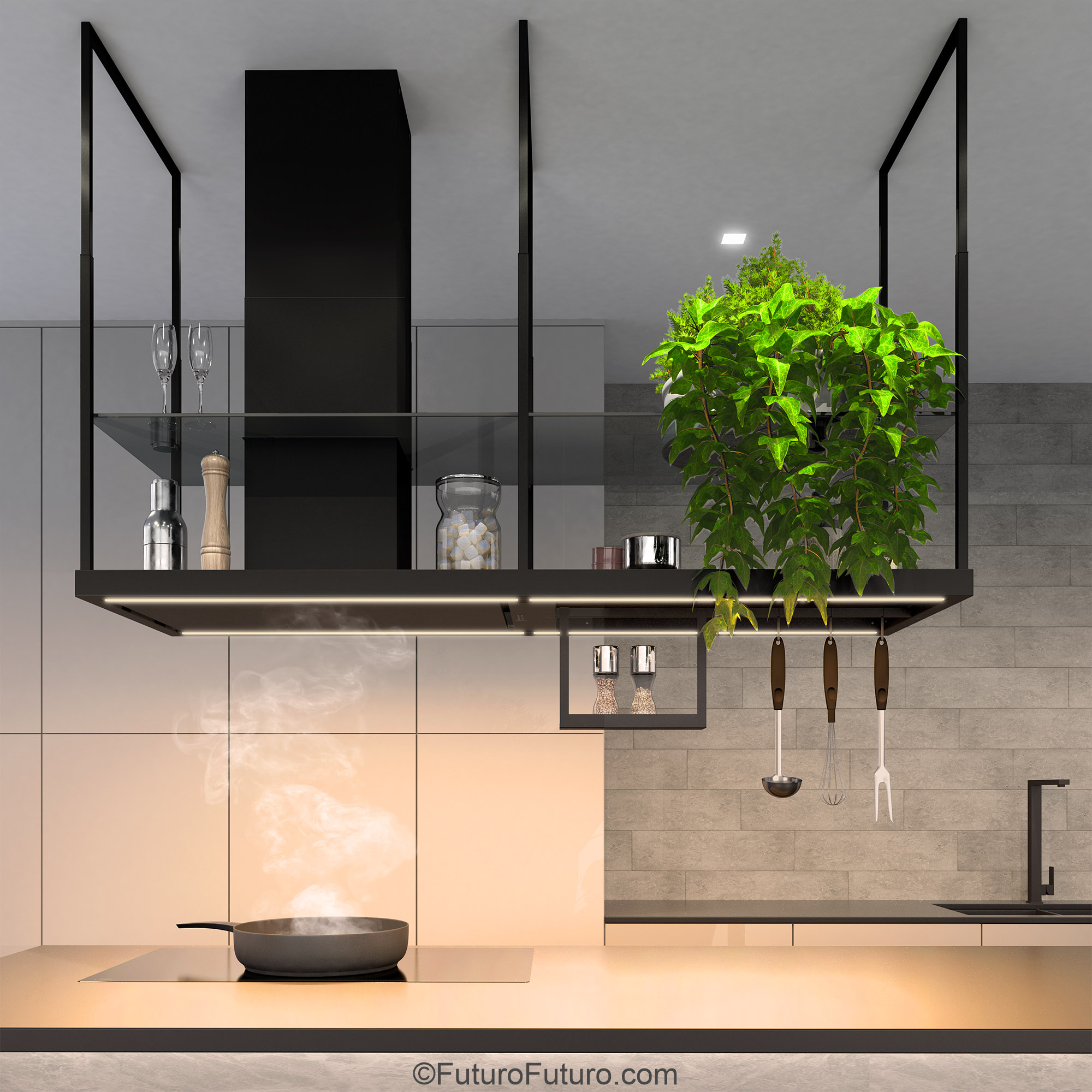 69″ Cage Black Island Range Hood IS69CAGEBLK