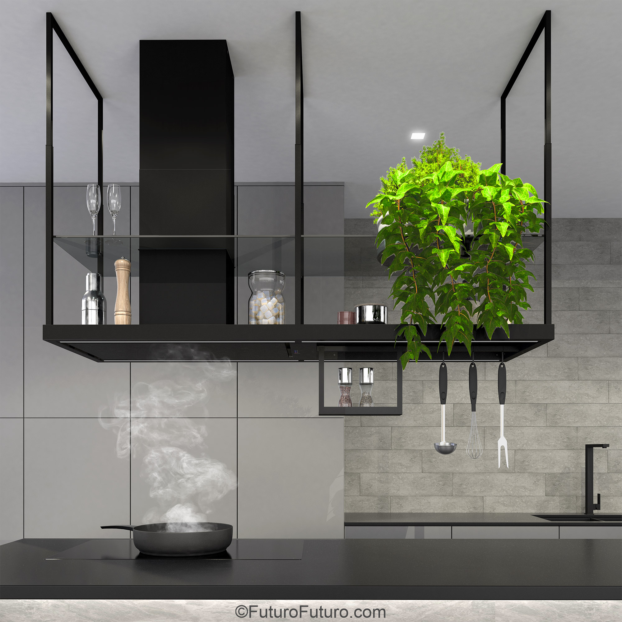69″ Cage Black Island Range Hood IS69CAGEBLK