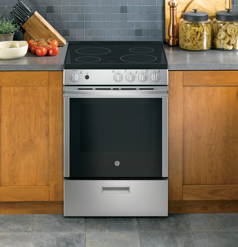 24" Free-Standing/Slide-in Front Control Range with Steam Clean and Large Window JAS640RMSS