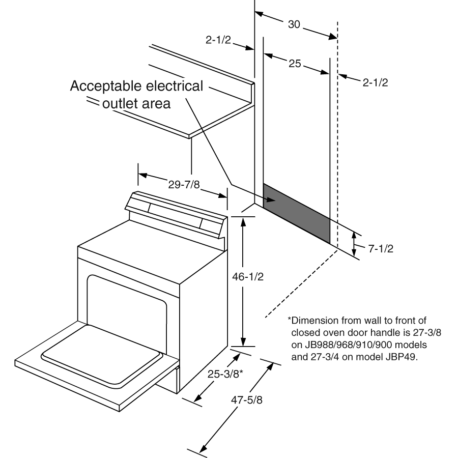 30" Free-Standing Electric Range JBP49BKBB, product image 3 of 3
