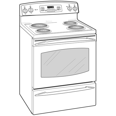 30" Free-Standing Electric Range JBP49CKCC, product image 2 of 3