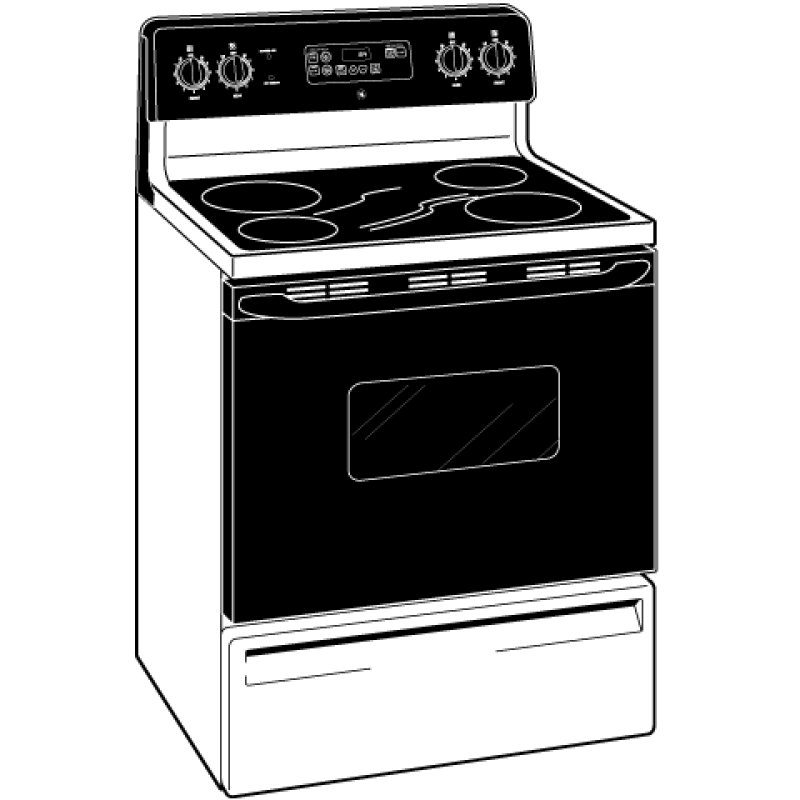 30" Free-Standing CleanDesign Electric Range JBP62BKWH, product image 2 of 3