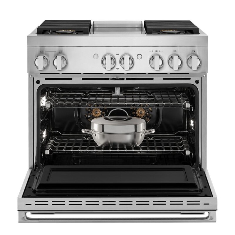 NOIR 36" Dual-Fuel Professional Range with Chrome-Infused Griddle JDRP536HM