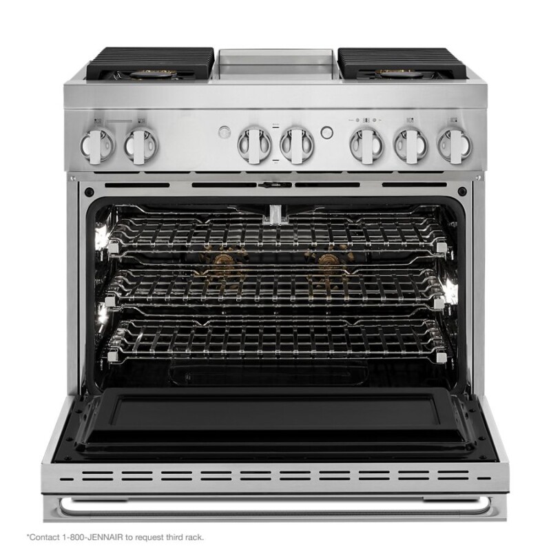 NOIR 36" Dual-Fuel Professional Range with Chrome-Infused Griddle JDRP536HM
