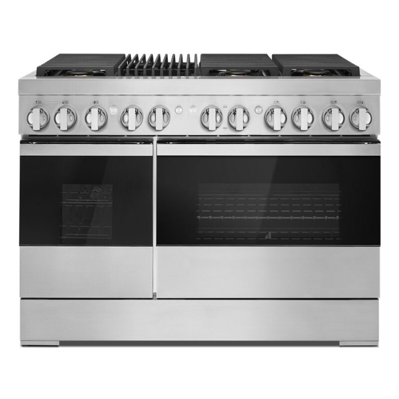 JennAir NOIR 48" Dual-Fuel Professional-Style Range with Grill Floating Glass Black JDRP648HM Picture 1