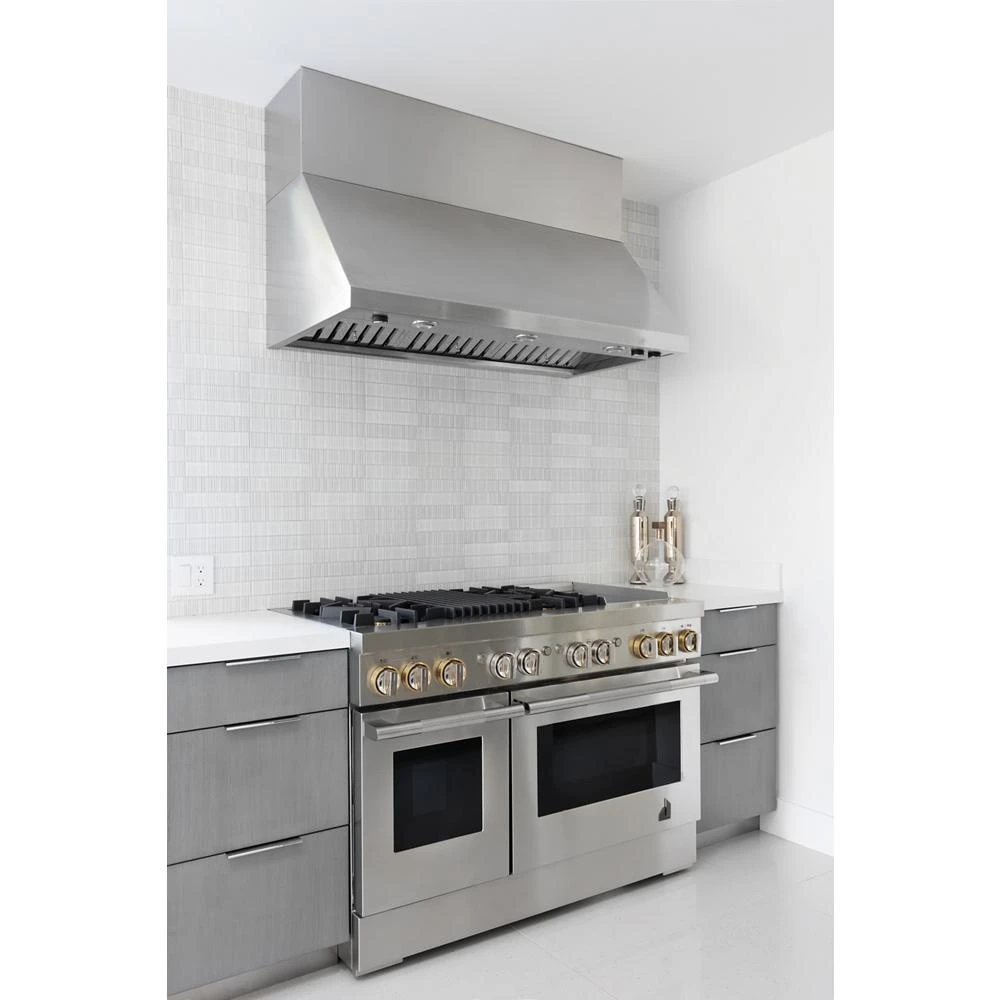 RISE⢠48" Dual-Fuel Professional-Style Range with Chrome-Infused Griddle and Grill JDRP748HL