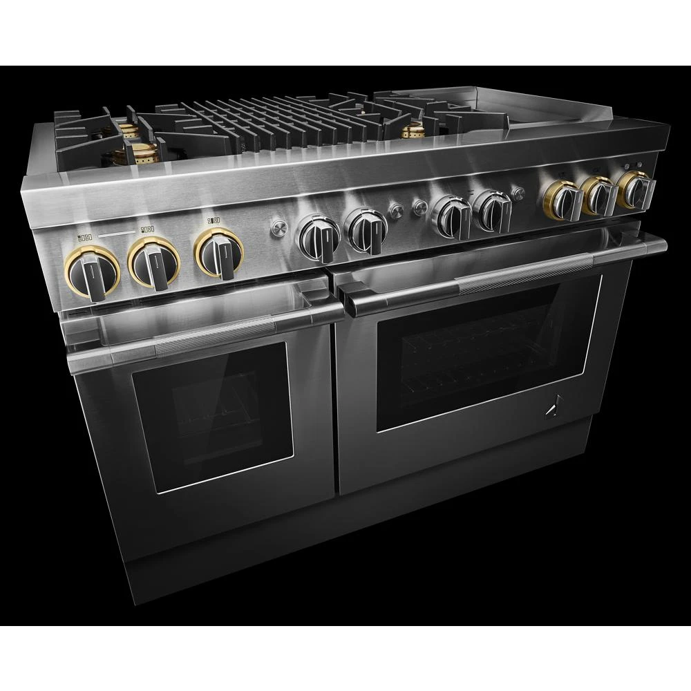 RISE⢠48" Dual-Fuel Professional-Style Range with Chrome-Infused Griddle and Grill JDRP748HL
