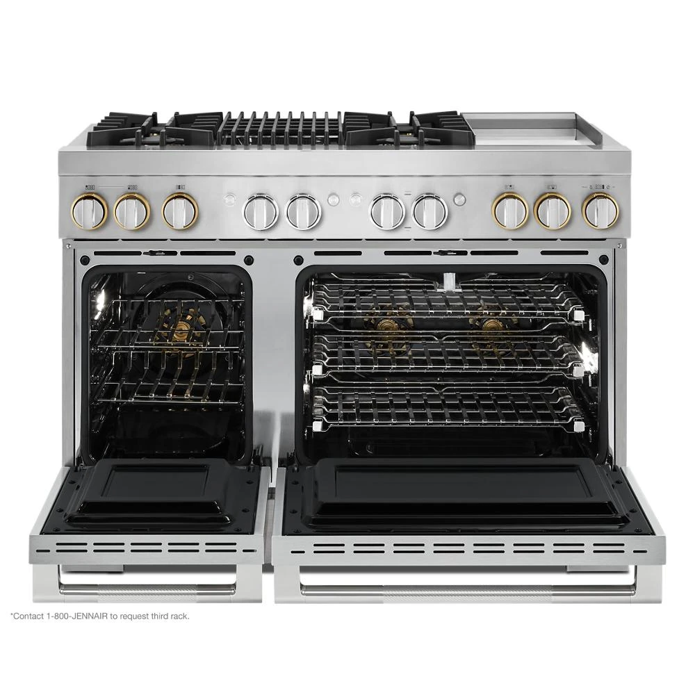 RISE⢠48" Dual-Fuel Professional-Style Range with Chrome-Infused Griddle and Grill JDRP748HL