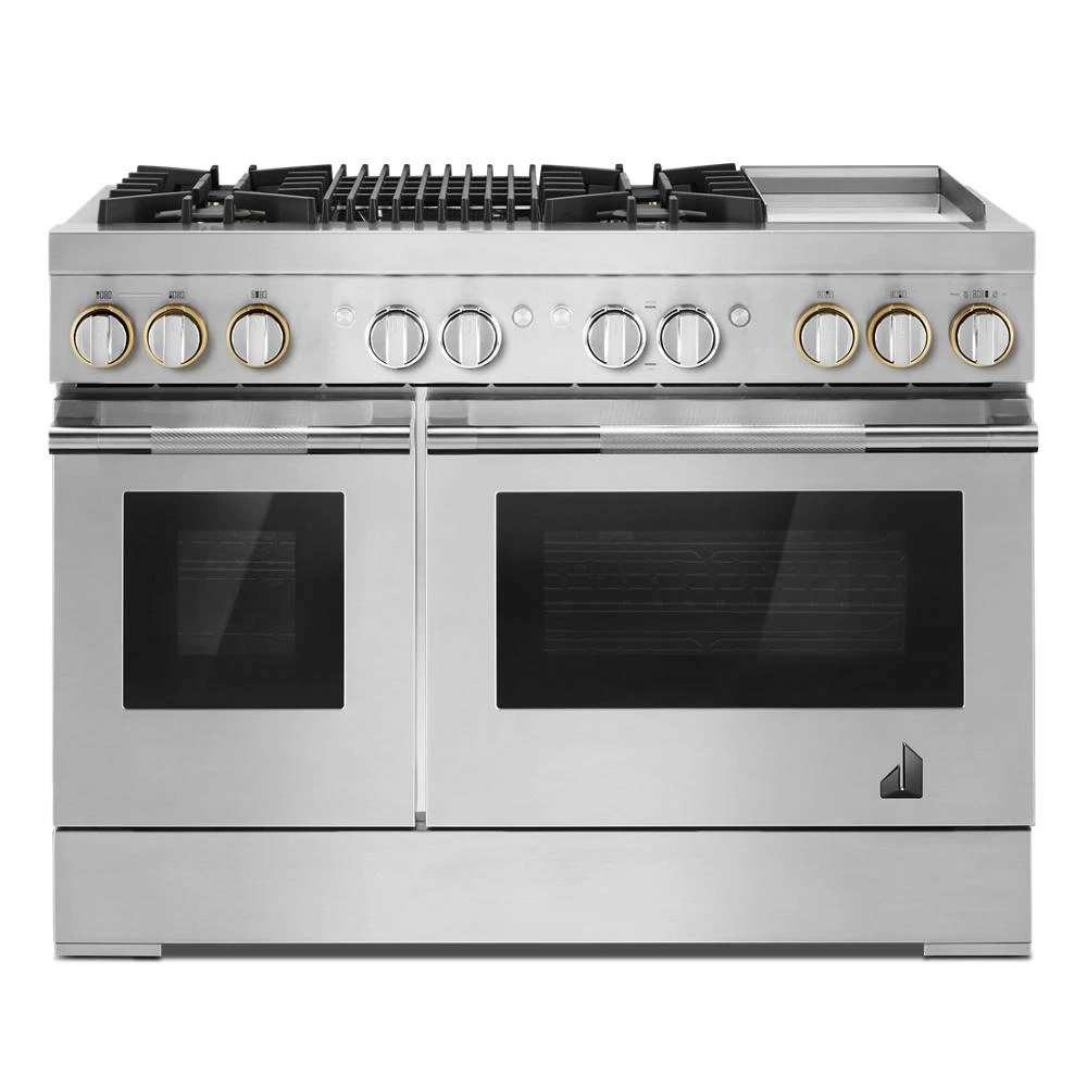 RISE⢠48" Dual-Fuel Professional-Style Range with Chrome-Infused Griddle and Grill JDRP748HL