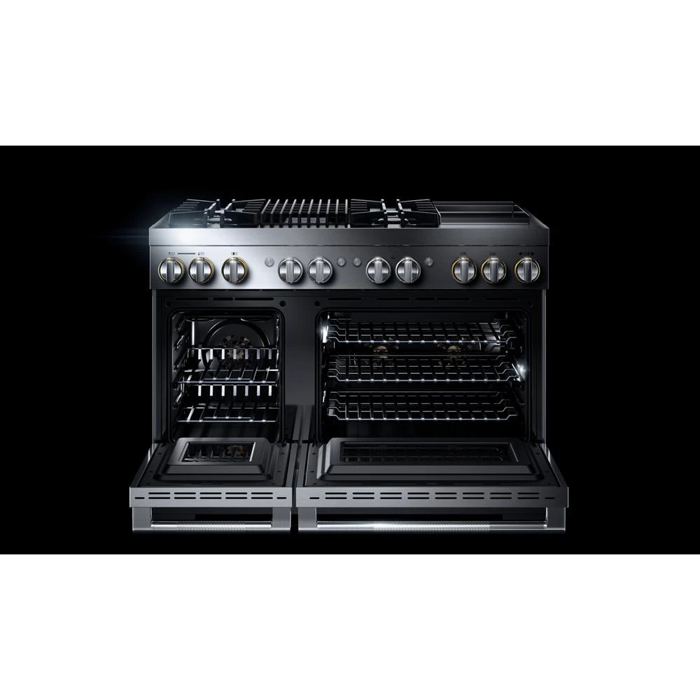 RISE⢠48" Dual-Fuel Professional-Style Range with Chrome-Infused Griddle and Grill JDRP748HL