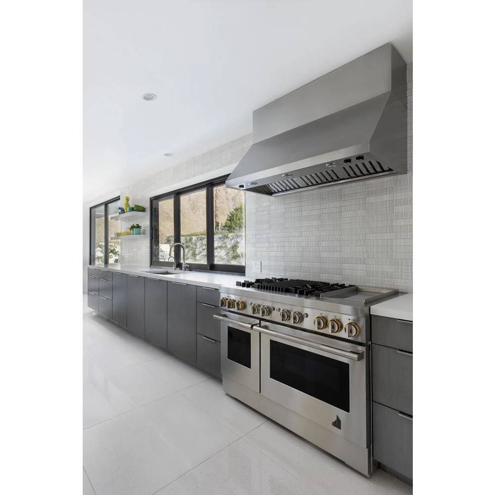 RISE⢠48" Dual-Fuel Professional-Style Range with Chrome-Infused Griddle and Grill JDRP748HL