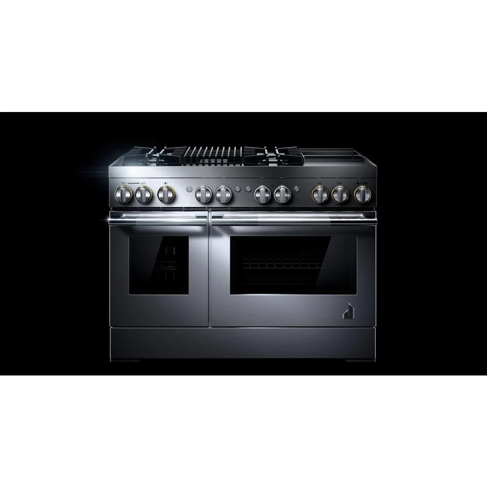RISE⢠48" Dual-Fuel Professional-Style Range with Chrome-Infused Griddle and Grill JDRP748HL
