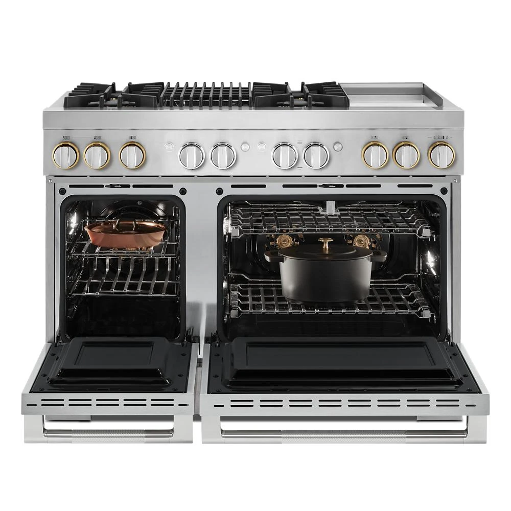 RISE⢠48" Dual-Fuel Professional-Style Range with Chrome-Infused Griddle and Grill JDRP748HL