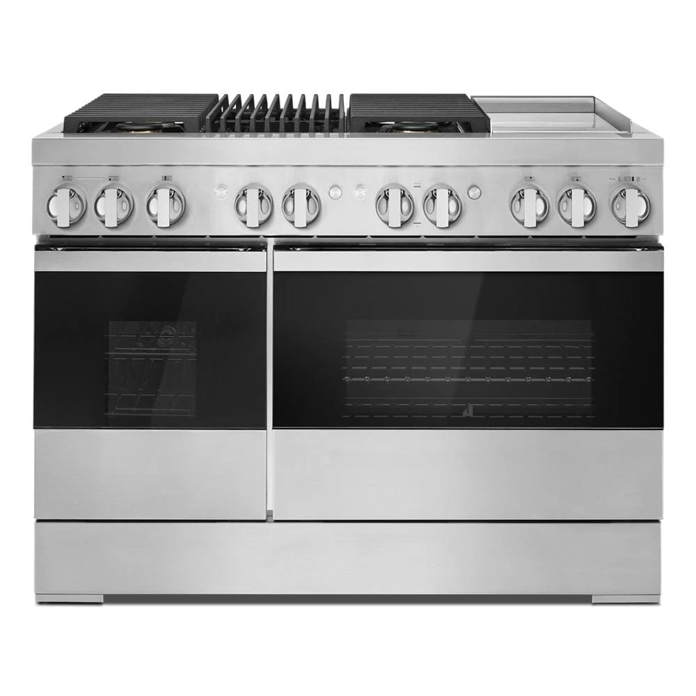 RISE⢠48" Dual-Fuel Professional-Style Range with Chrome-Infused Griddle and Grill JDRP748HL