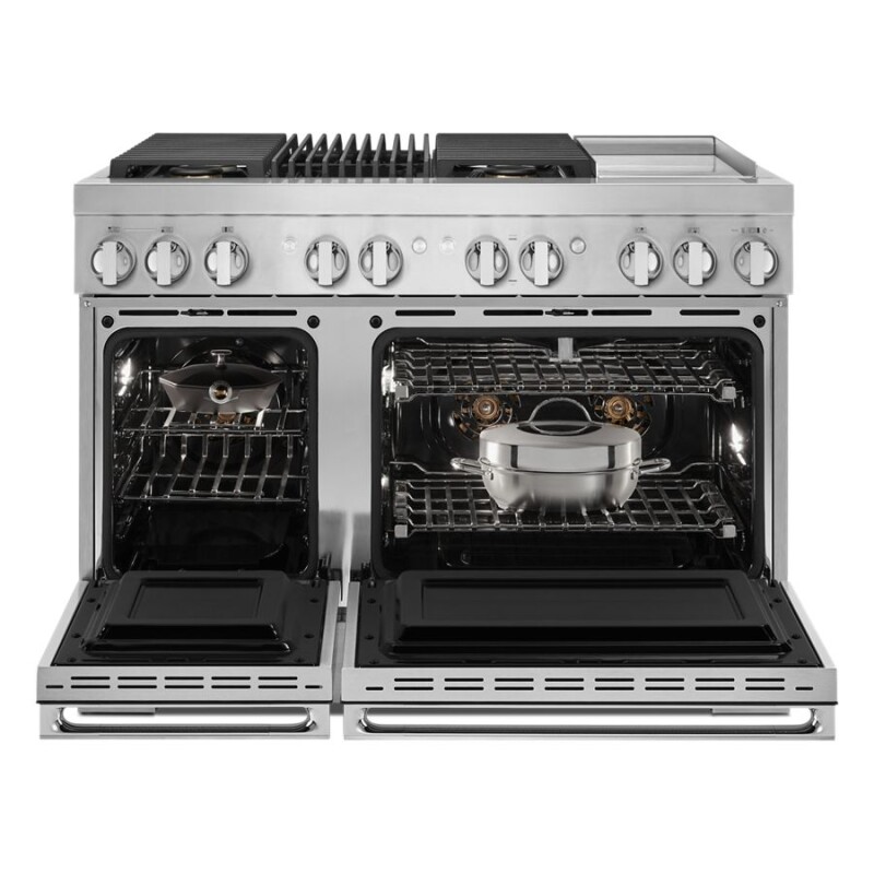 NOIR 48" Dual-Fuel Professional-Style Range with Chrome-Infused Griddle and Grill JDRP748HM