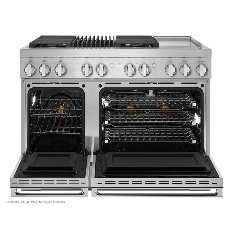 NOIR 48" Dual-Fuel Professional-Style Range with Chrome-Infused Griddle and Grill JDRP748HM