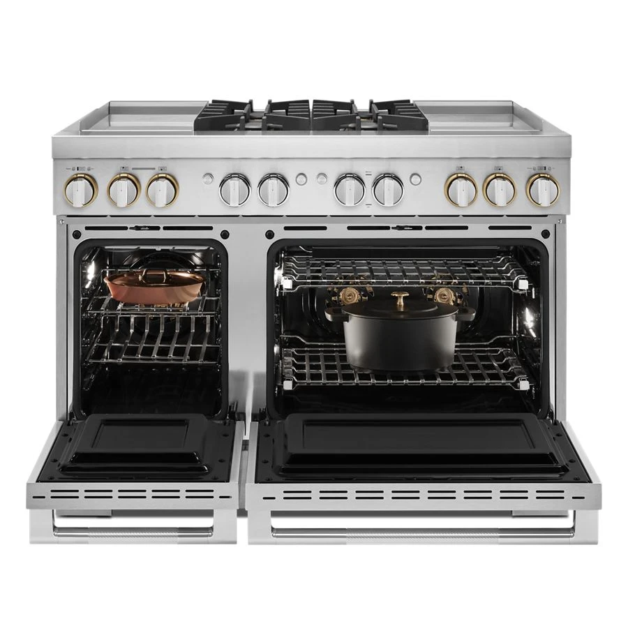 RISE 48" Dual-Fuel Professional Range with Dual Chrome-Infused Griddles JDRP848HL, product image 2 of 8