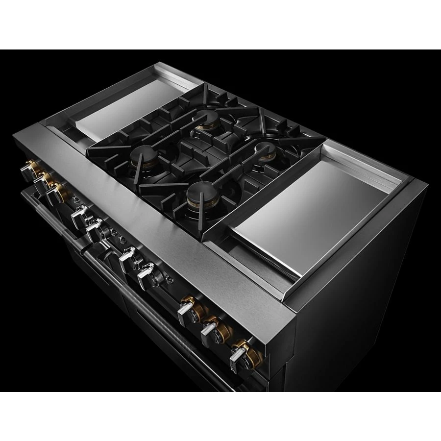 RISE 48" Dual-Fuel Professional Range with Dual Chrome-Infused Griddles JDRP848HL, product image 3 of 8