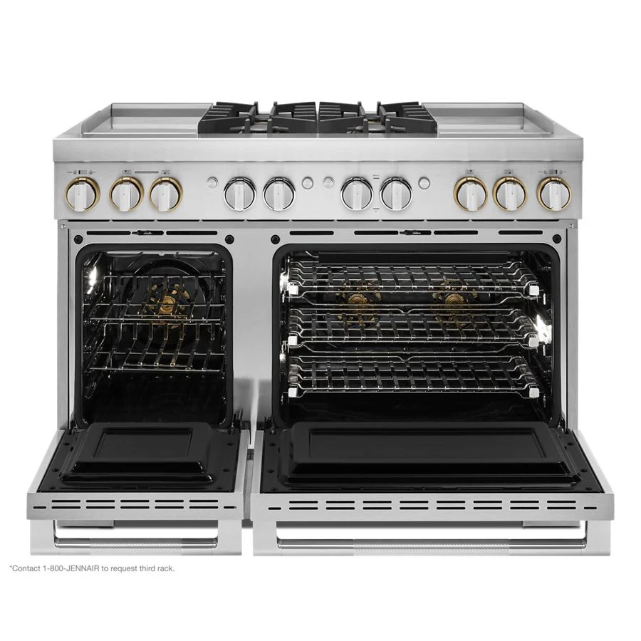 RISE 48" Dual-Fuel Professional Range with Dual Chrome-Infused Griddles JDRP848HL, product image 4 of 8