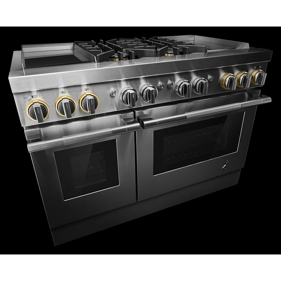 RISE 48" Dual-Fuel Professional Range with Dual Chrome-Infused Griddles JDRP848HL, product image 5 of 8