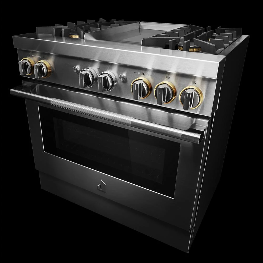 RISE™ 36" Dual-Fuel Professional Range with Chrome-Infused Griddle and Steam Assist JDSP536HL