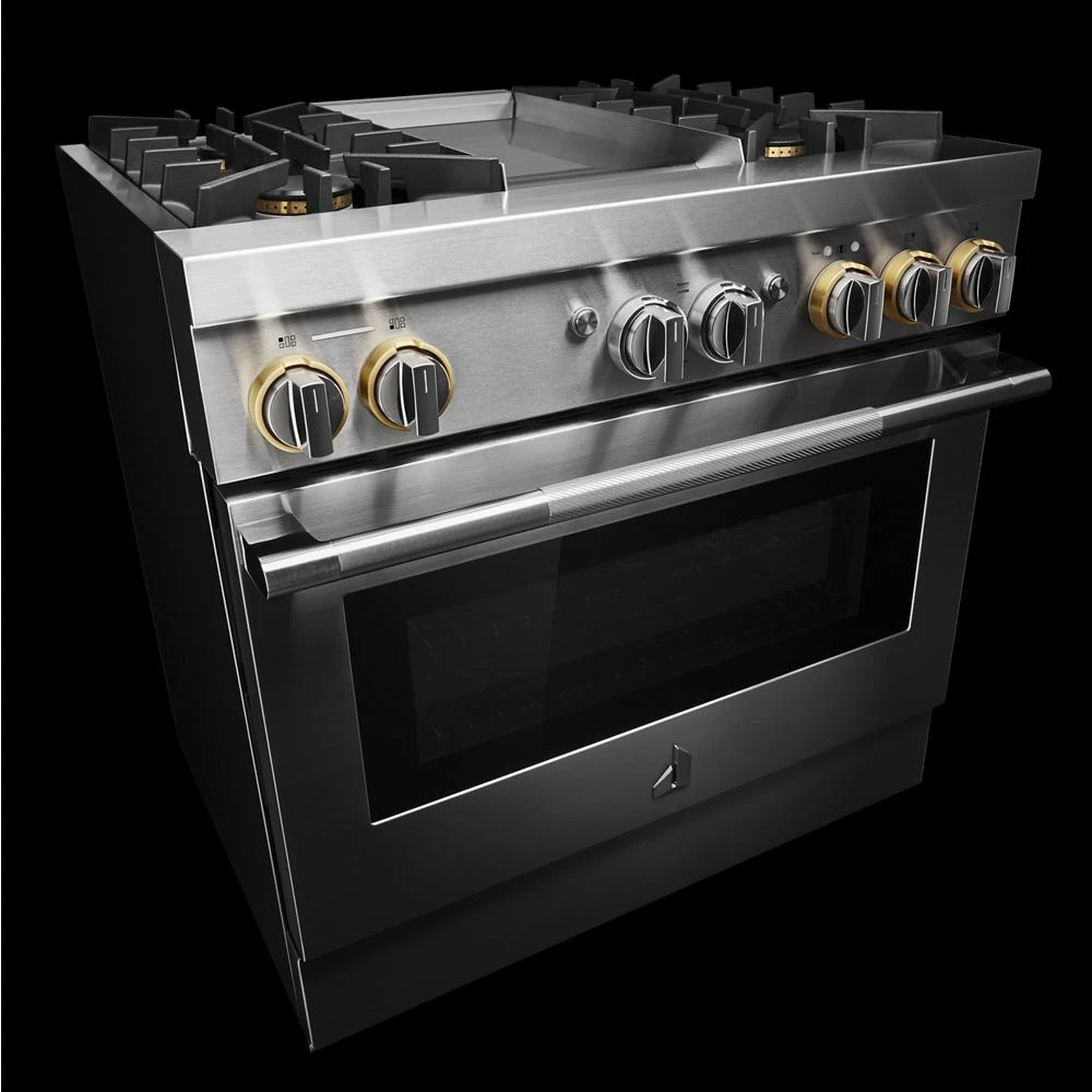 RISE™ 36" Dual-Fuel Professional Range with Chrome-Infused Griddle and Steam Assist JDSP536HL