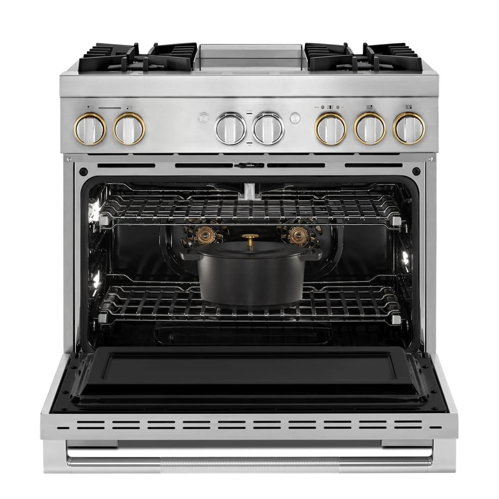 RISE™ 36" Dual-Fuel Professional Range with Chrome-Infused Griddle and Steam Assist JDSP536HL