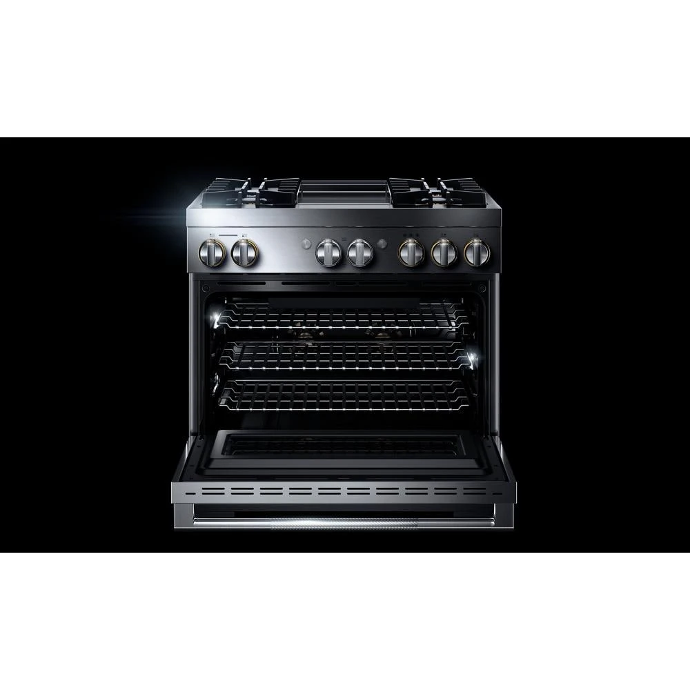 RISE™ 36" Dual-Fuel Professional Range with Chrome-Infused Griddle and Steam Assist JDSP536HL