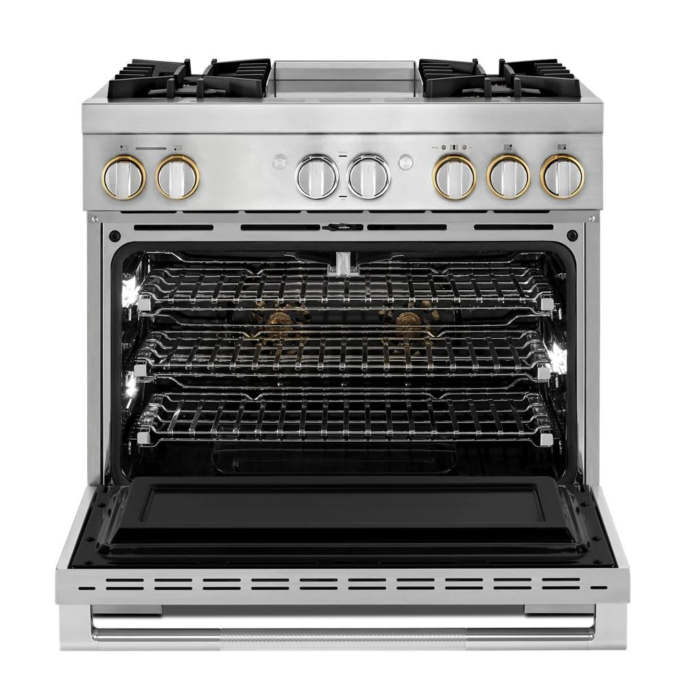 RISE™ 36" Dual-Fuel Professional Range with Chrome-Infused Griddle and Steam Assist JDSP536HL