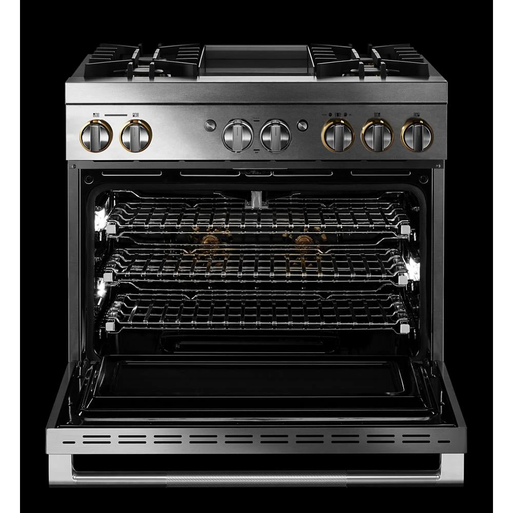 RISE™ 36" Dual-Fuel Professional Range with Chrome-Infused Griddle and Steam Assist JDSP536HL