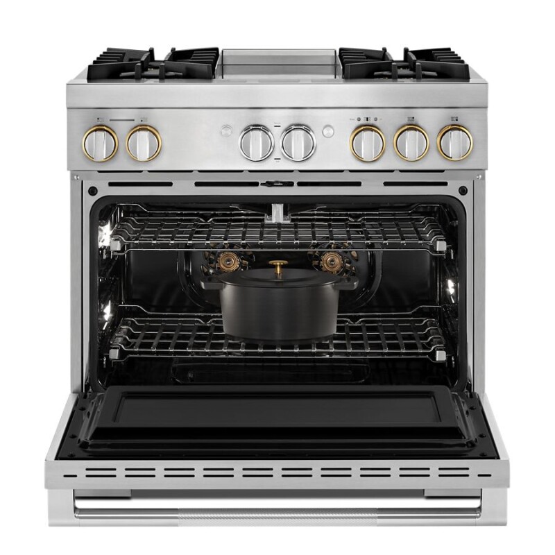 RISE 36" Dual-Fuel Professional Range with Chrome-Infused Griddle and Steam Assist JDSP536HL
