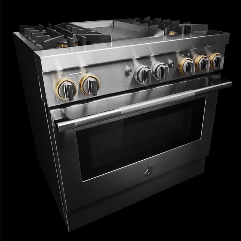 RISE 36" Dual-Fuel Professional Range with Chrome-Infused Griddle and Steam Assist JDSP536HL