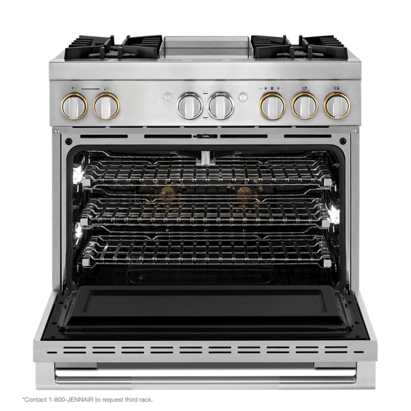 RISE 36" Dual-Fuel Professional Range with Chrome-Infused Griddle and Steam Assist JDSP536HL