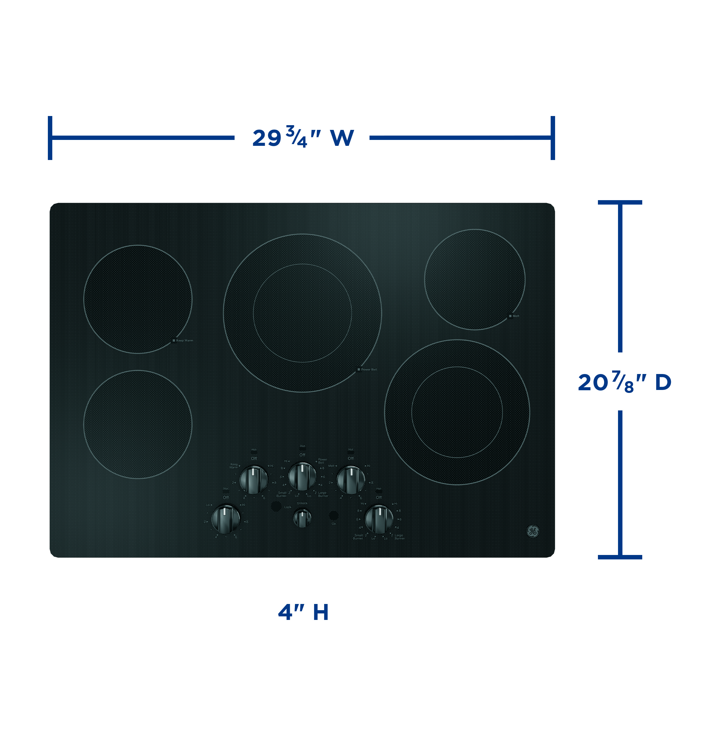 30" Built-In knob Control Electric Cooktop view 3